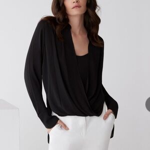BCBGMaxAzria Black Drape Blouse, XS